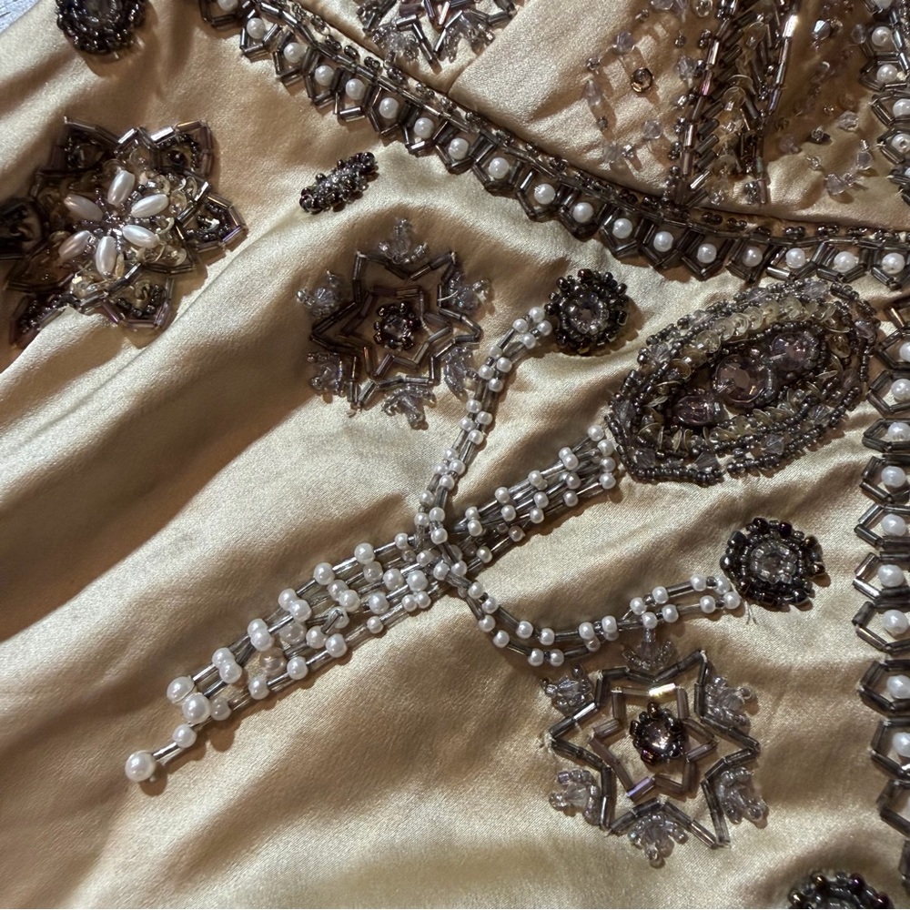 Vintage 100% Silk Beaded Dress Vintage Beaded Dress Y2K Sue Wong Dress Fairy - Picture 5 of 17